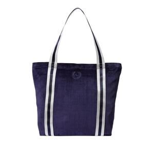 VICTORIA'S SECRET PINK Tote Bag Velvet Navy Blue Ribbed Large 18"x 13"x4" New